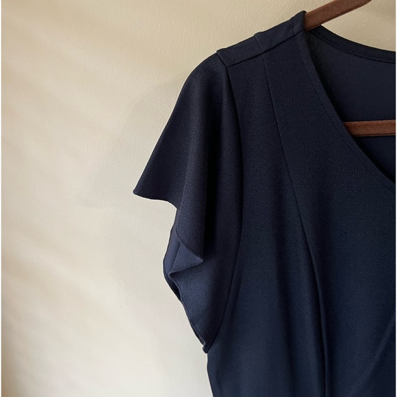 New Issac Mizrahi size M 10 12 black dress soft v-neck flutter sleeve - Picture 8 of 16